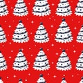 Seamless Christmas pattern with Christmas trees. Decorative pattern for banners, postcards, packaging, Wallpaper. Royalty Free Stock Photo